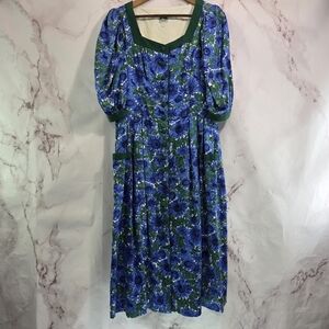 Hammerschmid Dress Women Medium Blue Green Cottagecore Oktoberfest Dirndl Vtg